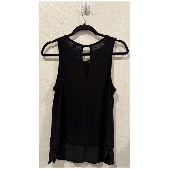 J.CREW Drapey Sleeveless Silky Hem Keyhole Back Black Tunic Tank Top - Picture 4 of 5